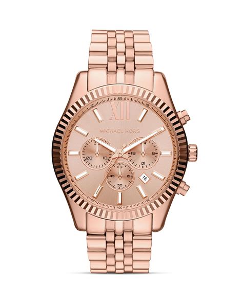 blue dial rose gold leather straps michael kors men watches|Michael Kors watches for men.